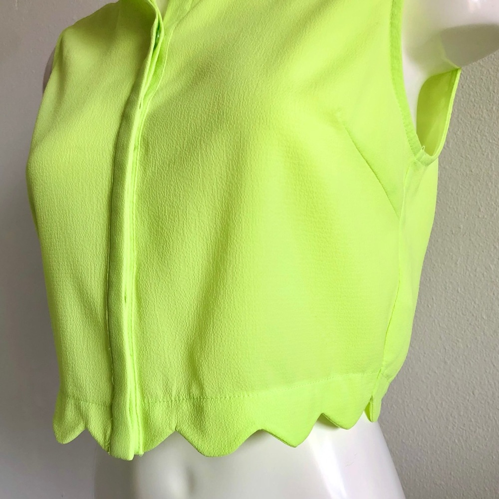 Lush Neon Green Scalloped Crop Top - Picture 5 of 14